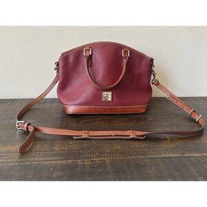Vintage Dooney & Bourke Burgundy Red & Tan Leather Hand Bag Top Handle Shoulder